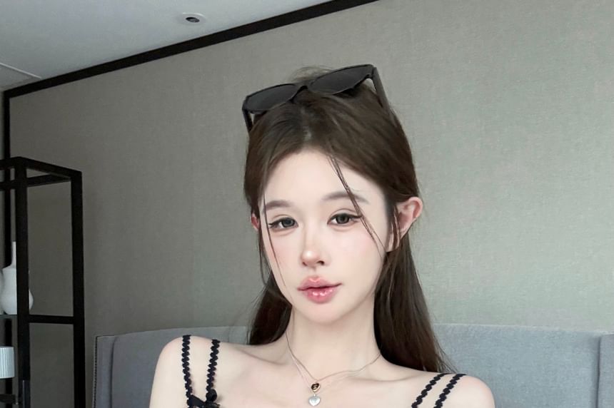 Lace Cami Trim Top Bow