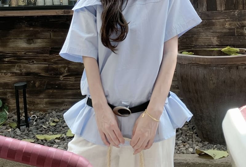 Plain Blouse Belt Shoulder Set: One Sleeveless +