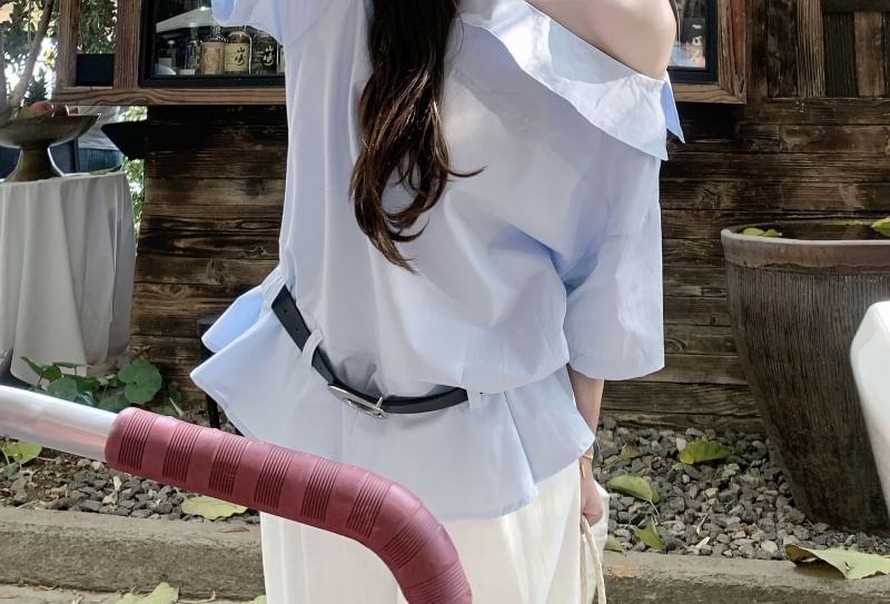 Plain Blouse Belt Shoulder Set: One Sleeveless +