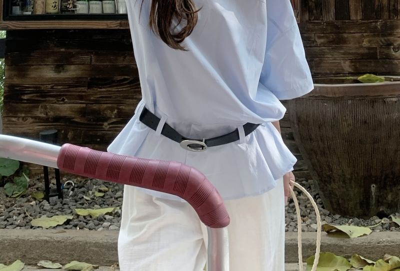 Plain Blouse Belt Shoulder Set: One Sleeveless +