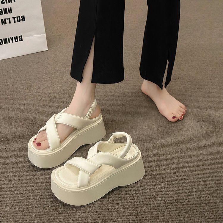Platform Slingback Plain Sandals