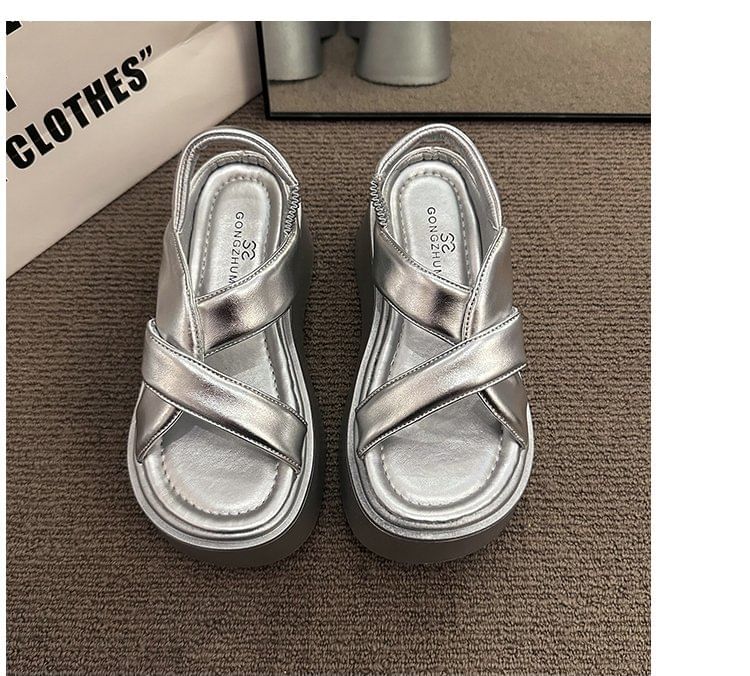 Platform Slingback Plain Sandals