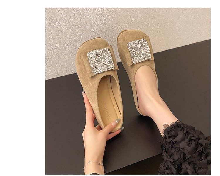 Mules Flat Round Toe Rhinestone