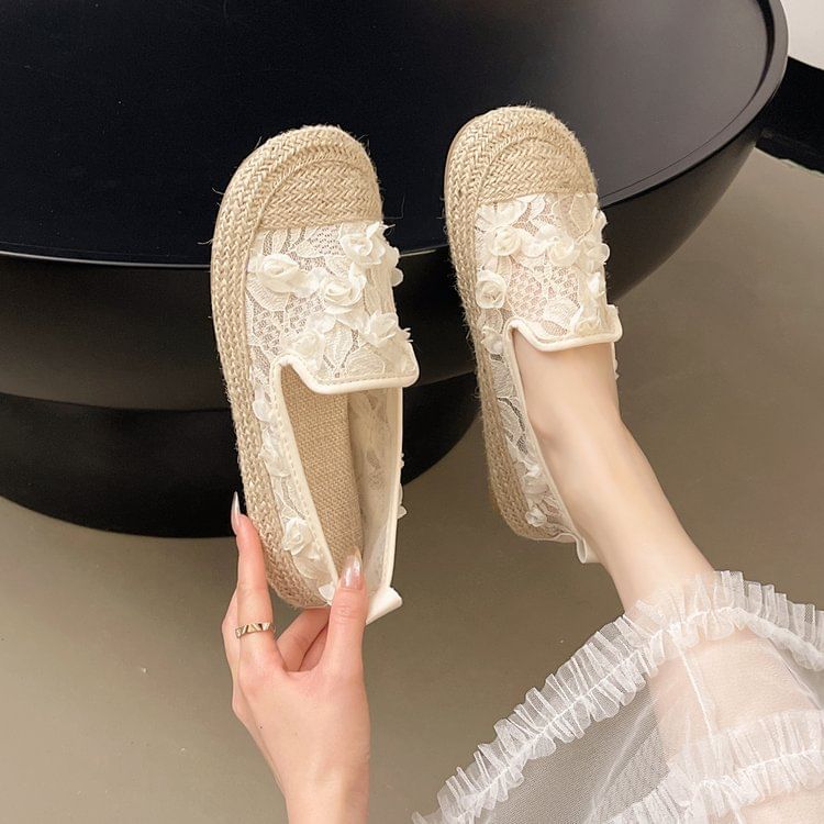 Mesh Slip-Ons Espadrille Floral