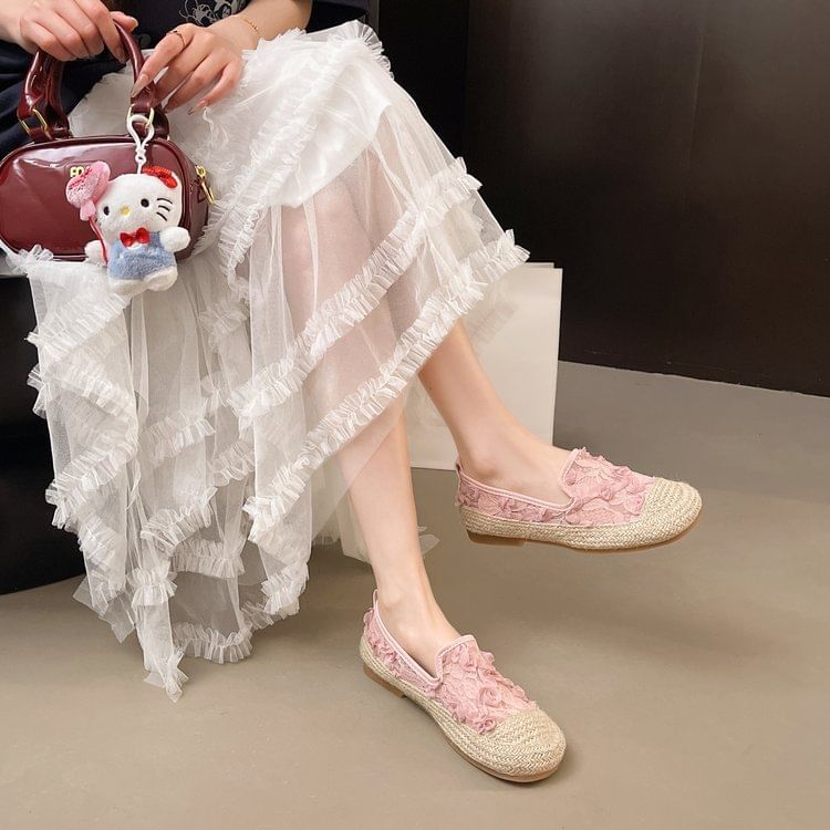 Mesh Slip-Ons Espadrille Floral