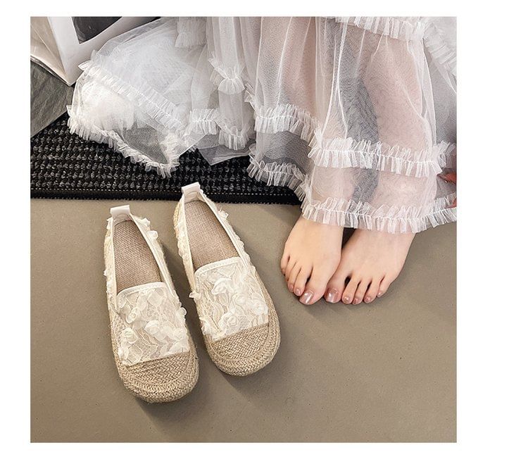 Mesh Slip-Ons Espadrille Floral