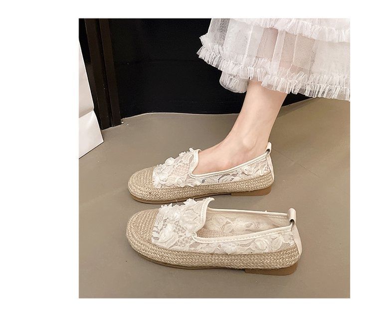 Mesh Slip-Ons Espadrille Floral