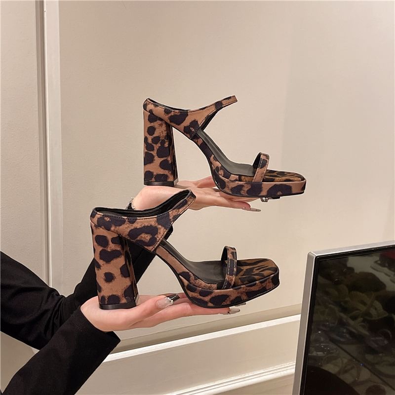 Chunky Heel Slide Sandals