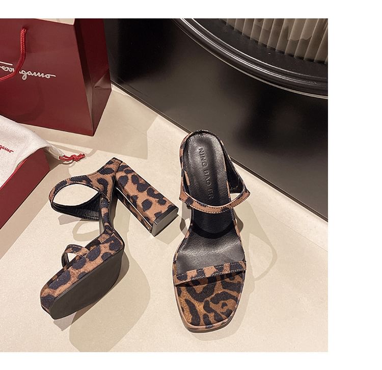 Chunky Heel Slide Sandals