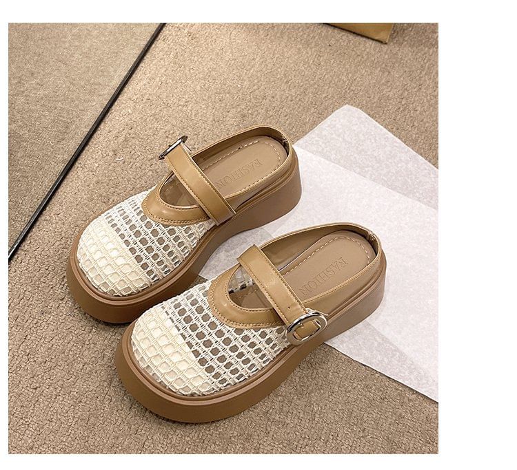 Platform Mules Mary Jane Cutout