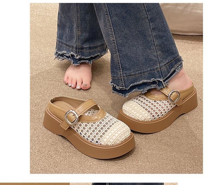 Platform Mules Mary Jane Cutout