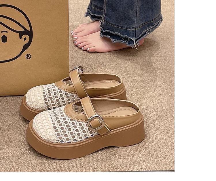 Platform Mules Mary Jane Cutout
