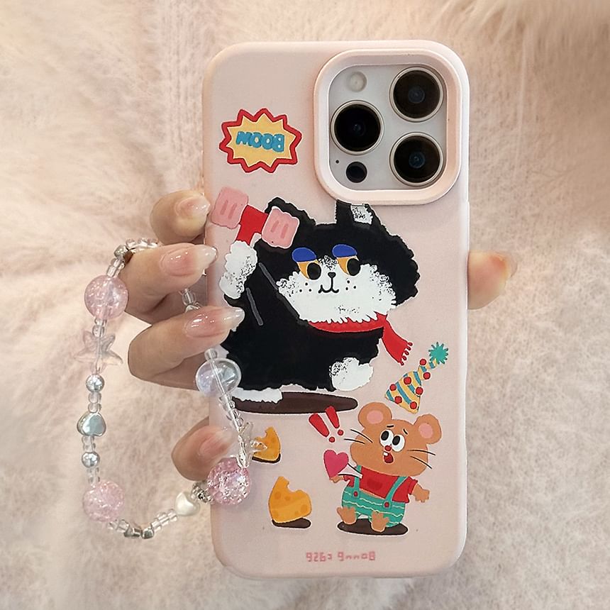 Print Cartoon Case Bead Phone / Set Strap