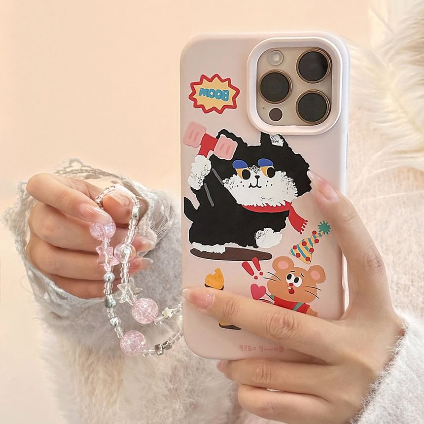 Print Cartoon Case Bead Phone / Set Strap