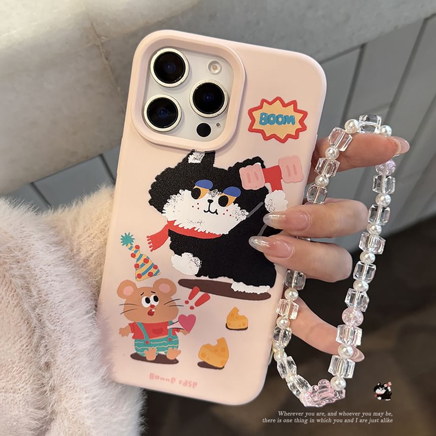 Print Cartoon Case Bead Phone / Set Strap
