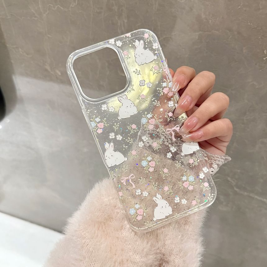 Rabbit Phone Set Case Bead Print Strap /