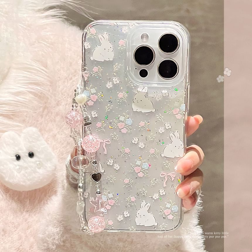 Rabbit Phone Set Case Bead Print Strap /