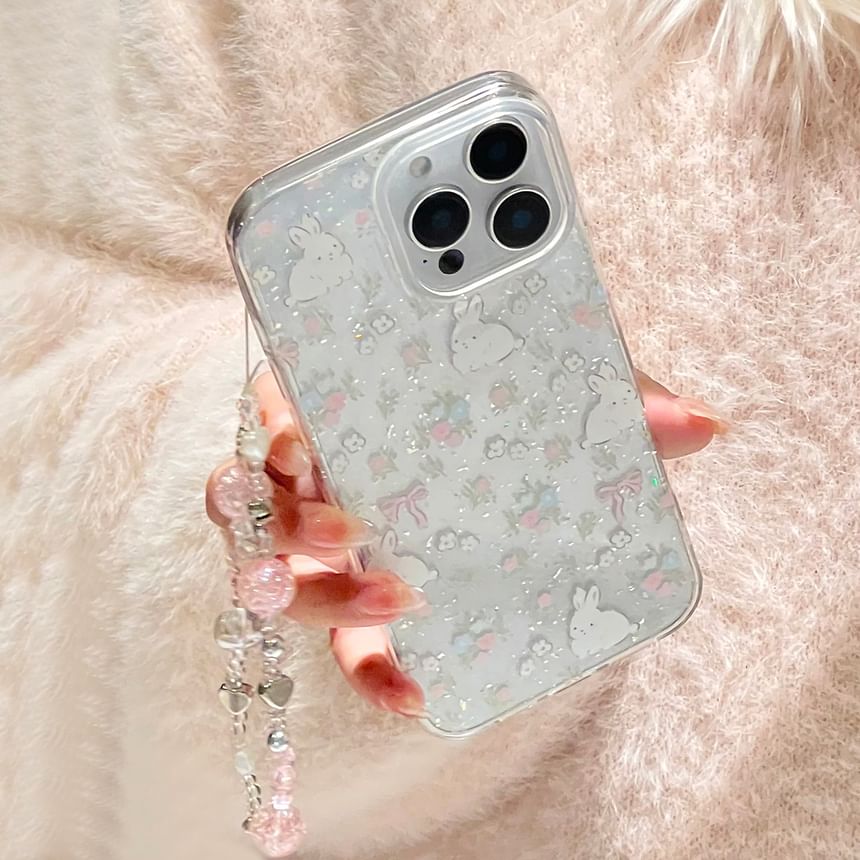 Rabbit Phone Set Case Bead Print Strap /