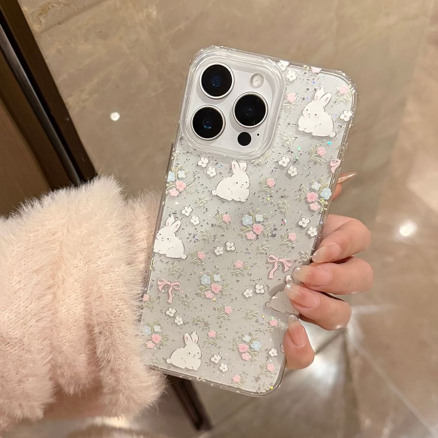 Rabbit Phone Set Case Bead Print Strap /