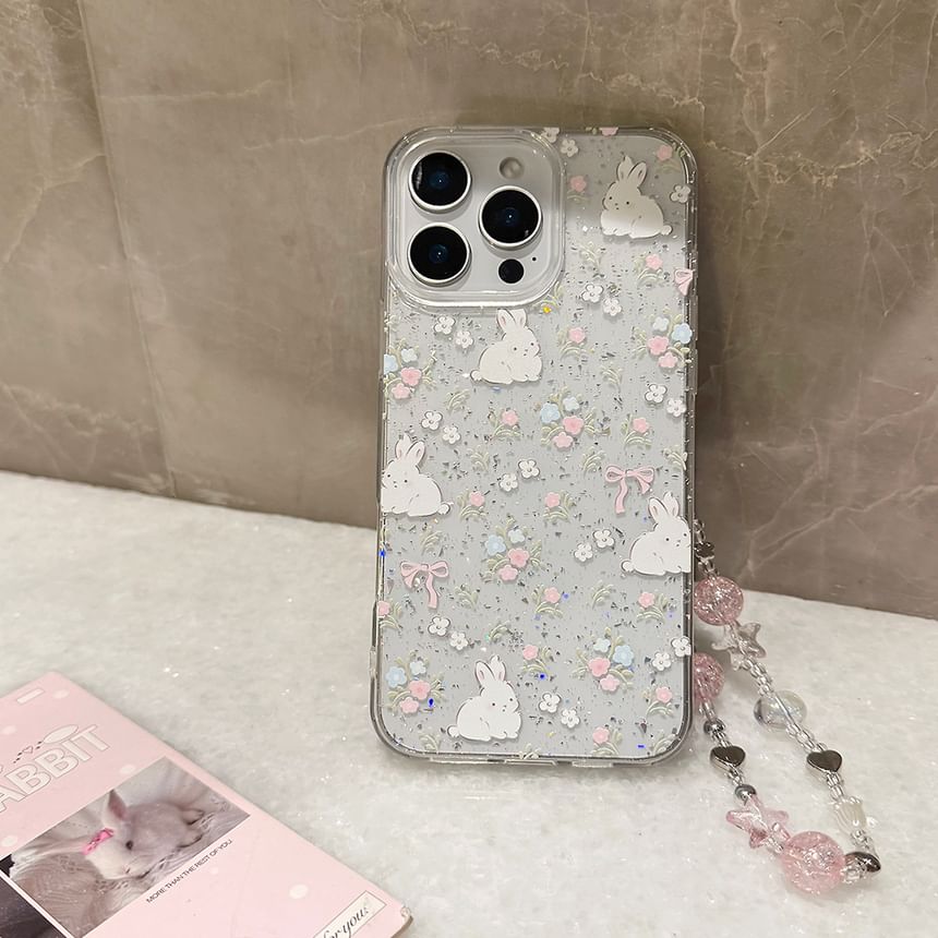 Rabbit Phone Set Case Bead Print Strap /
