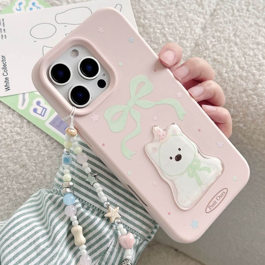/ Set Case Strap Dog Print Phone Bead