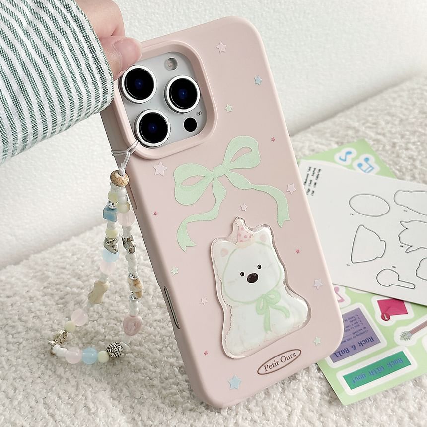 / Set Case Strap Dog Print Phone Bead