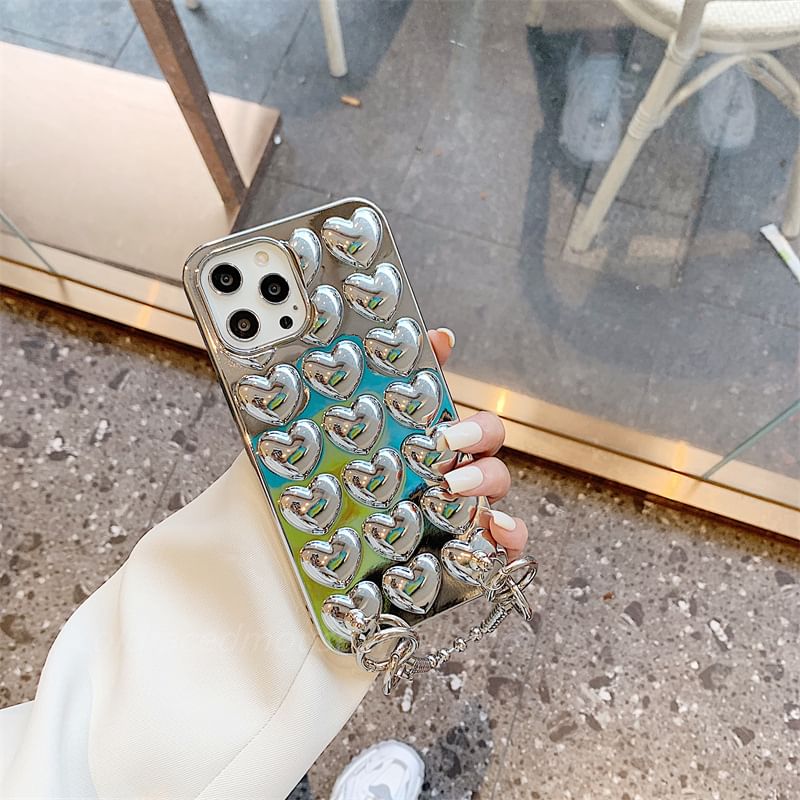 Set / Metallic Lanyard Phone Heart Case Strap
