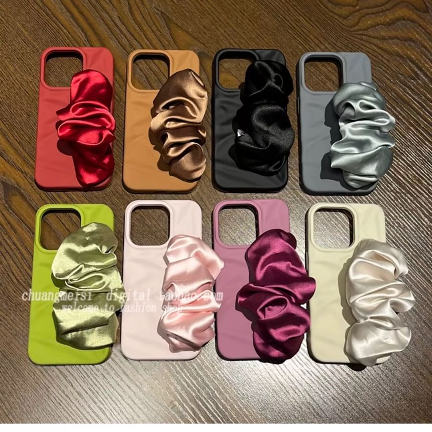 Plain Phone Fabric Shirred Strap Case
