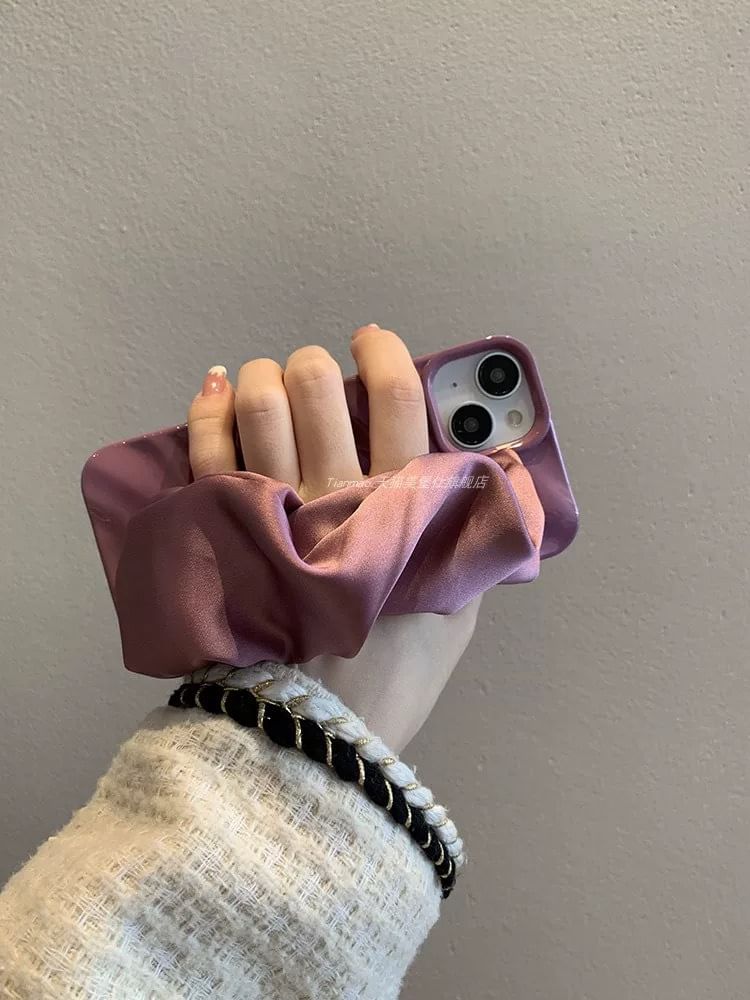 Plain Phone Fabric Shirred Strap Case