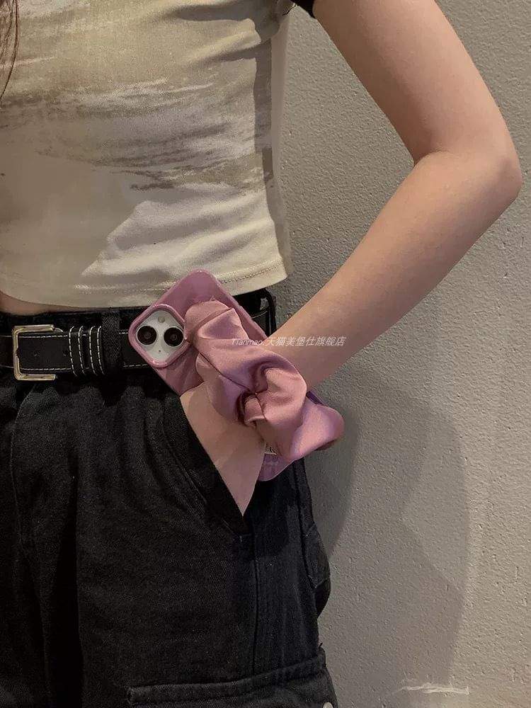 Plain Phone Fabric Shirred Strap Case