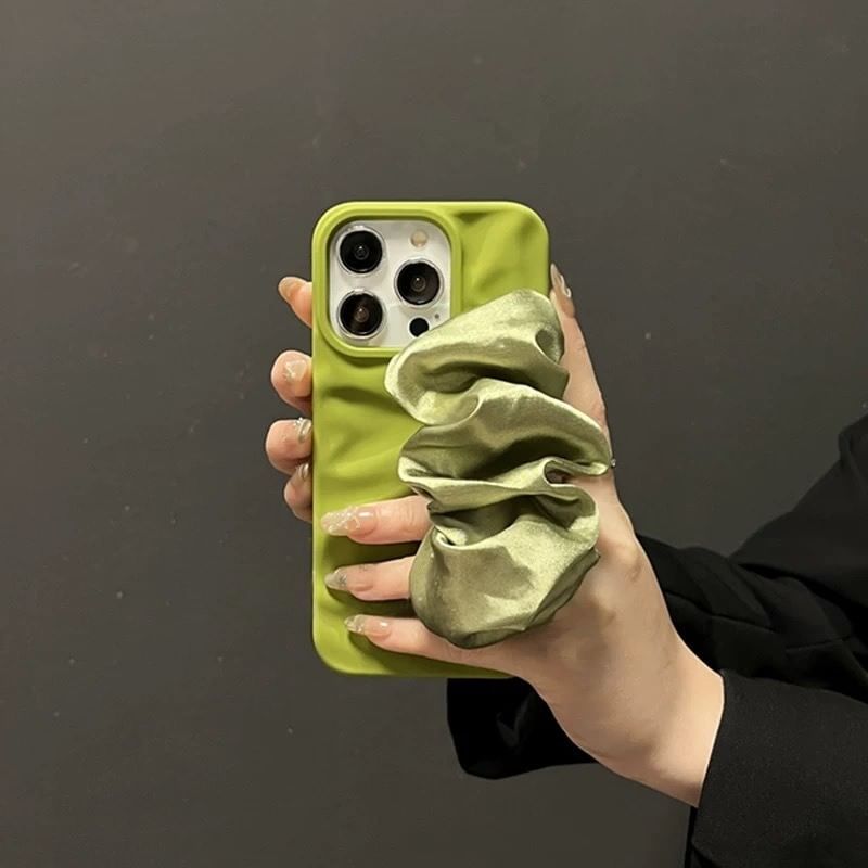 Plain Phone Fabric Shirred Strap Case