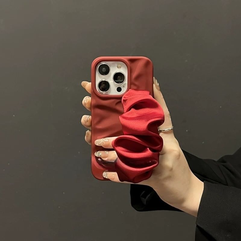 Plain Phone Fabric Shirred Strap Case