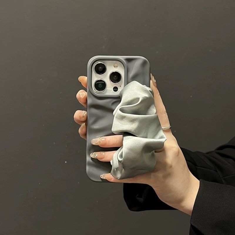 Plain Phone Fabric Shirred Strap Case