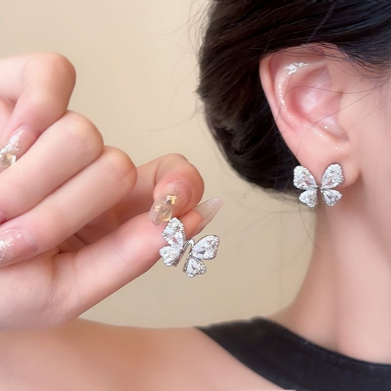 Stud Rhinestone Earring Butterfly