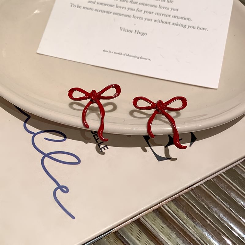 Silver 925 Bowknot Earring Sterling Stud