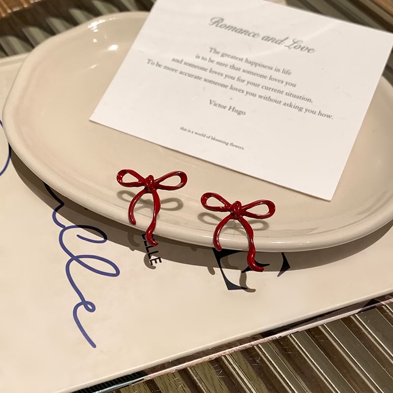 Silver 925 Bowknot Earring Sterling Stud