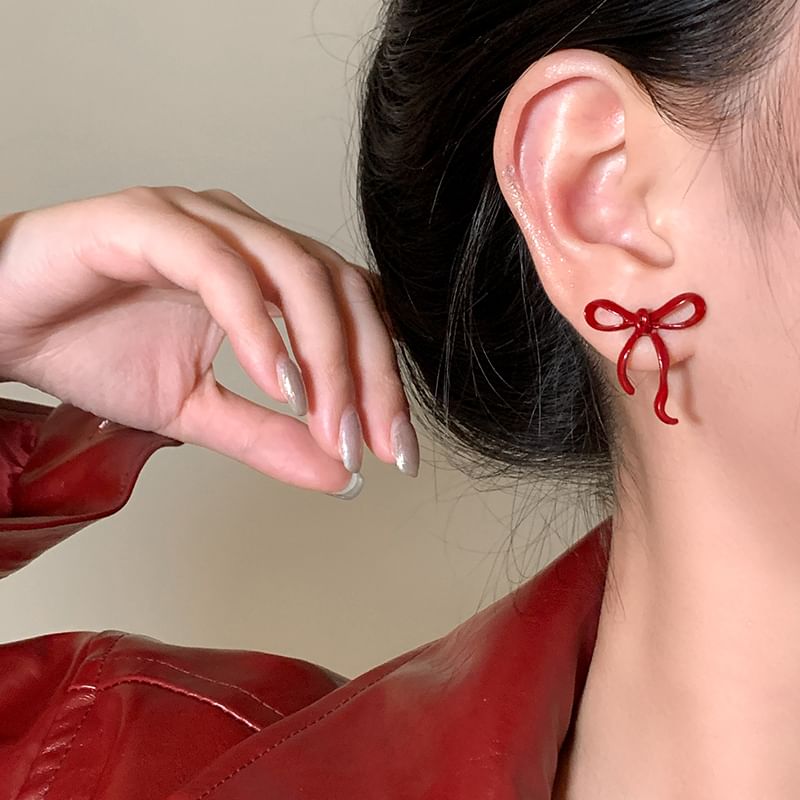 Silver 925 Bowknot Earring Sterling Stud
