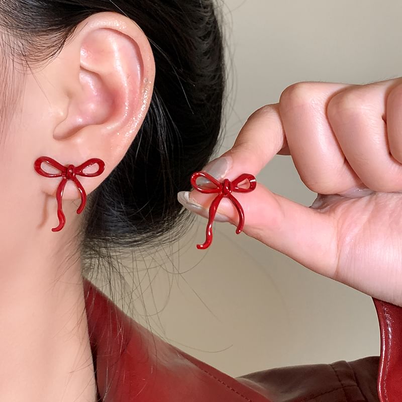 Silver 925 Bowknot Earring Sterling Stud