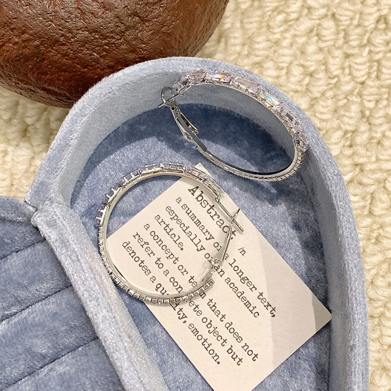 Silver Hoop Rhinestone Earring 925 Sterling