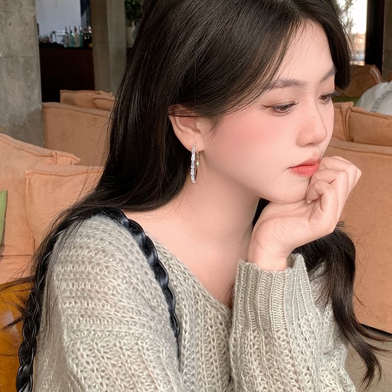 Silver Hoop Rhinestone Earring 925 Sterling