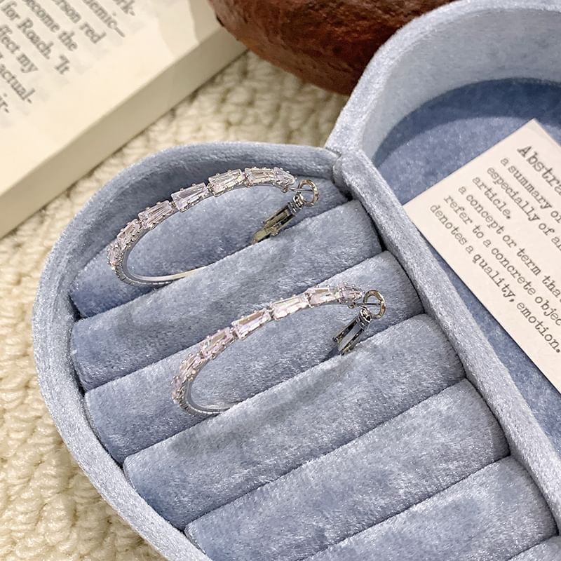 Silver Hoop Rhinestone Earring 925 Sterling