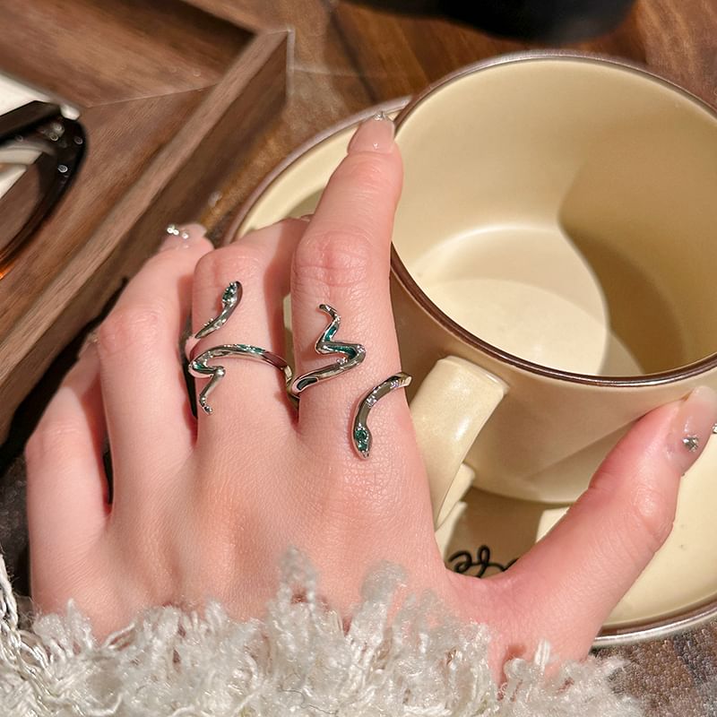 Open Ring Rhinestone Snake