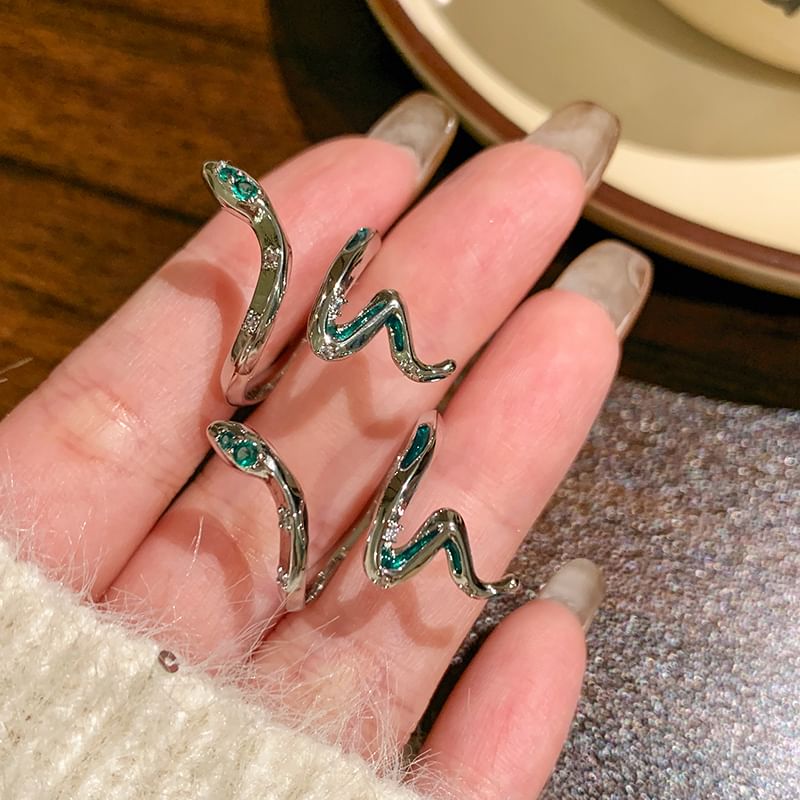 Open Ring Rhinestone Snake