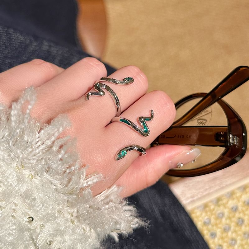 Open Ring Rhinestone Snake