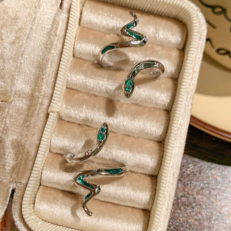 Open Ring Rhinestone Snake