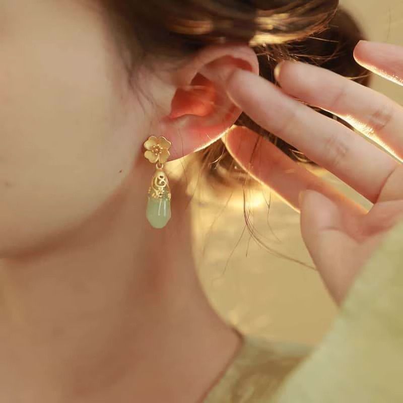 Alloy Earring Faux Floral Gemstone Drop