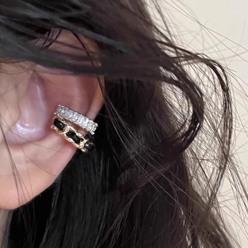 Ear Layered Cuff Alloy Rhinestone