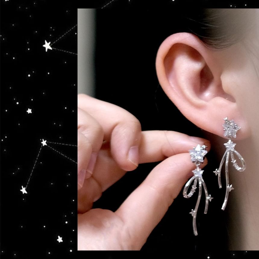 Bow Drop Alloy Rhinestone Earring Star