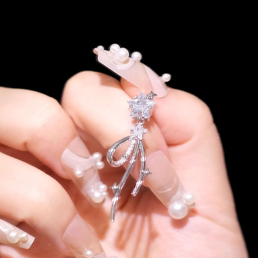 Bow Drop Alloy Rhinestone Earring Star