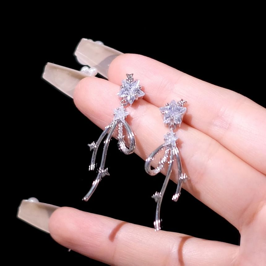 Bow Drop Alloy Rhinestone Earring Star